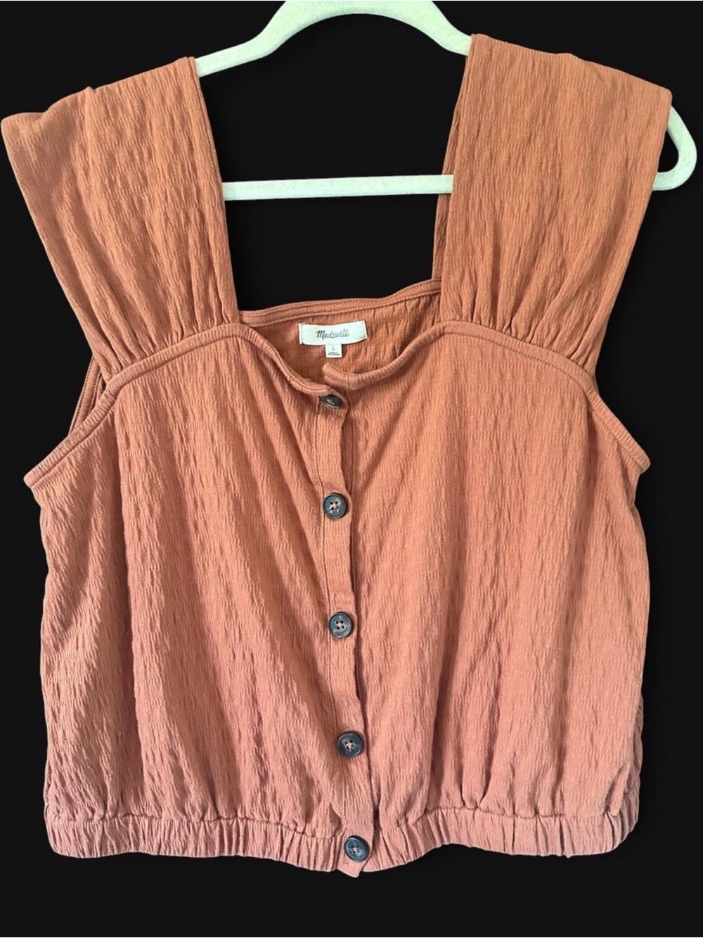 Madewell Terracotta Button-Front Cropped Tank